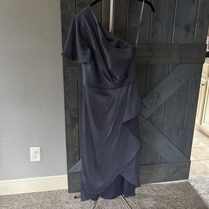 Ted Baker London One-Shoulder Charcoal Dress